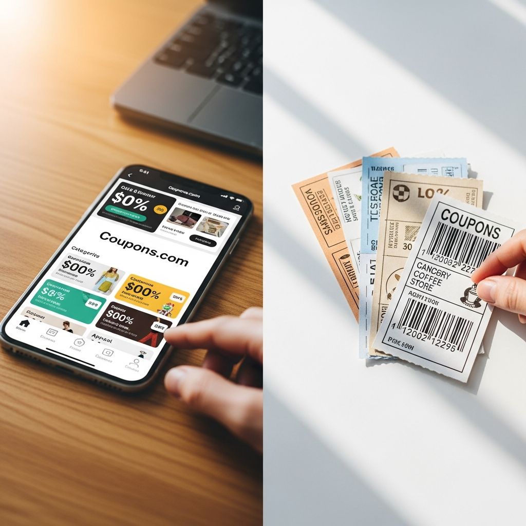Complete guide to using Coupons.com for digital coupons, paper printables, and cash-back rewards.