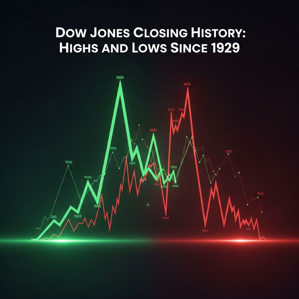 Explore the complete history of Dow Jones highs and lows from 1929 to present day.