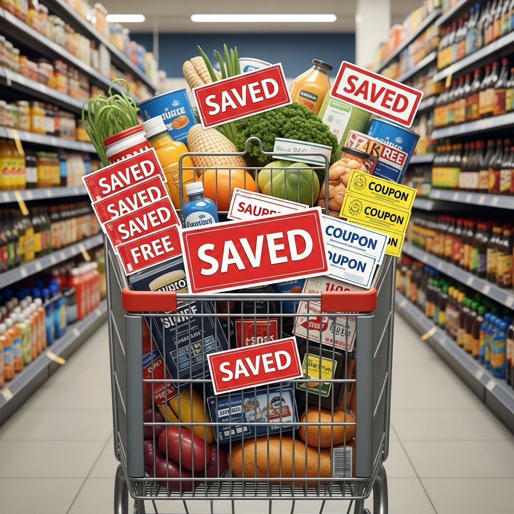 Master extreme couponing techniques to slash grocery bills by 80% or more with strategic coupon stacking.