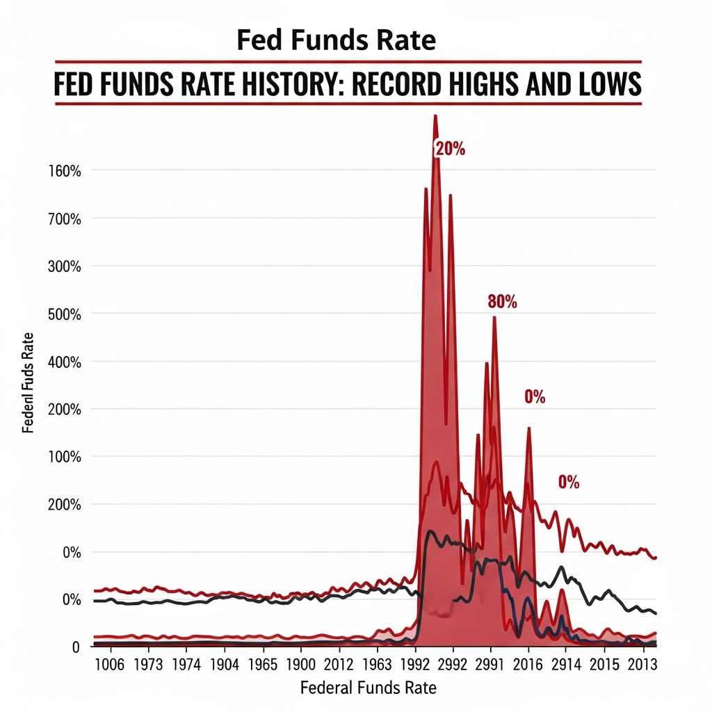 Explore the Federal Reserve's interest rate history from record highs to historic lows.
