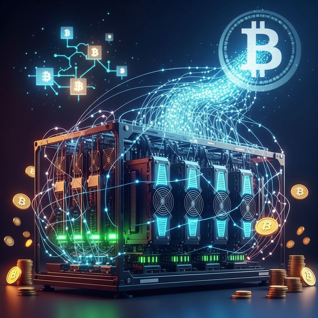 Understand Bitcoin mining: blockchain validation, proof-of-work, rewards, and mining hardware requirements.