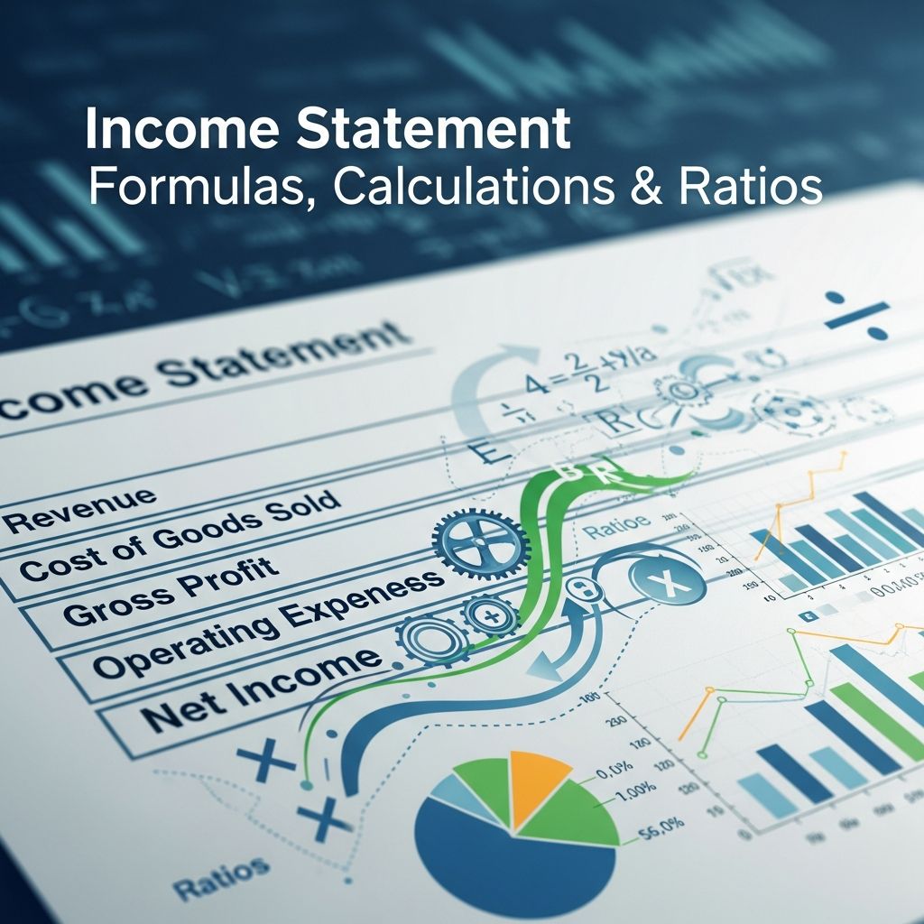 Master income statement analysis with essential formulas, calculations, and financial ratios for business evaluation.
