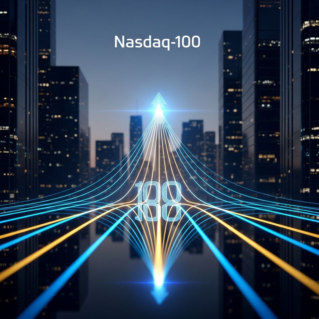 Comprehensive guide to the Nasdaq-100 index tracking 100 largest non-financial companies.