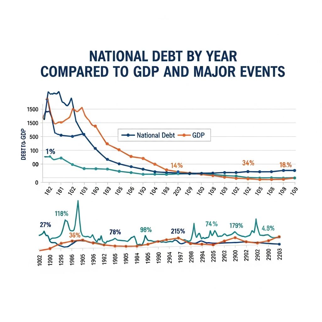 Explore the U.S. national debt history, key milestones, and economic impacts through decades of data.