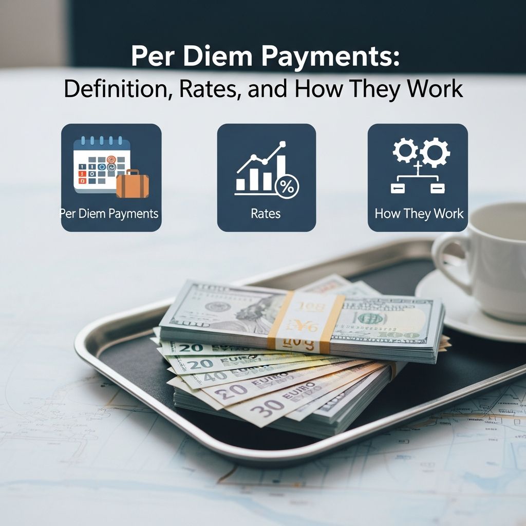 Complete guide to per diem payments: definition, calculation methods, tax implications, and best practices for businesses.