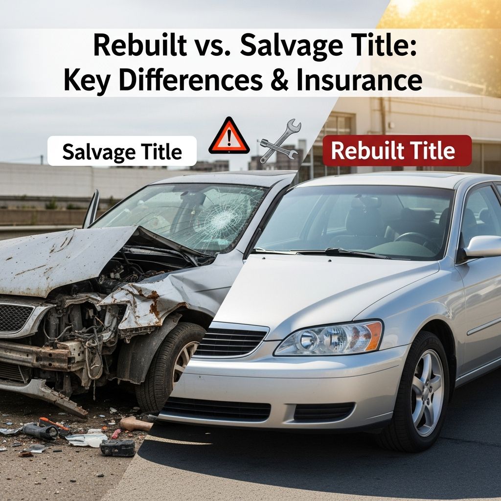 Rebuilt vs. Salvage Title: Key Differences & Insurance Understand rebuilt and salvage titles: definitions, differences, insurance implications, and what you need to know before buying.