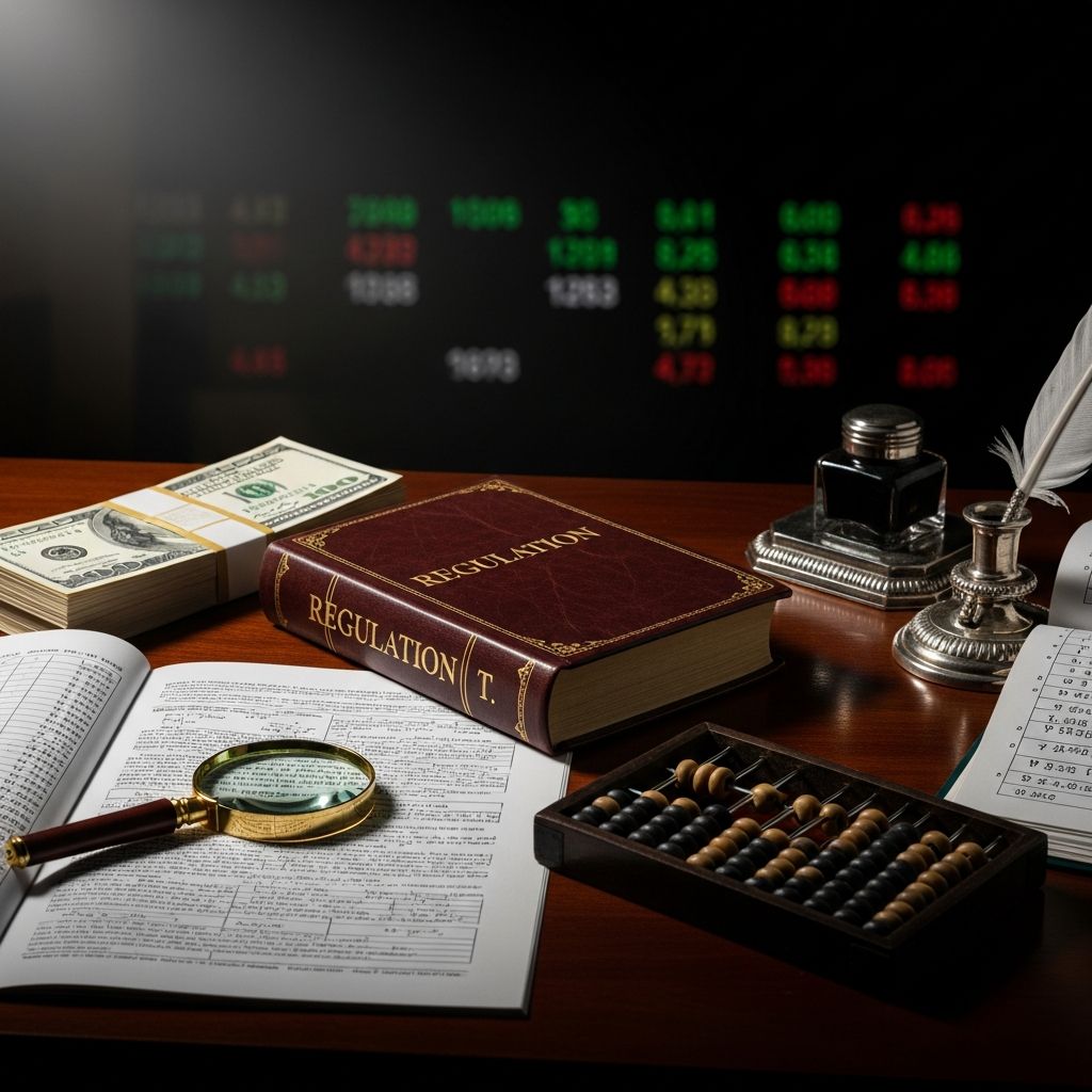 Master Regulation T requirements and margin trading rules set by the Federal Reserve.