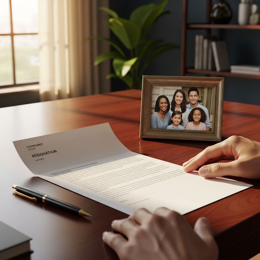 Write a professional resignation letter for family reasons with templates and practical guidance.