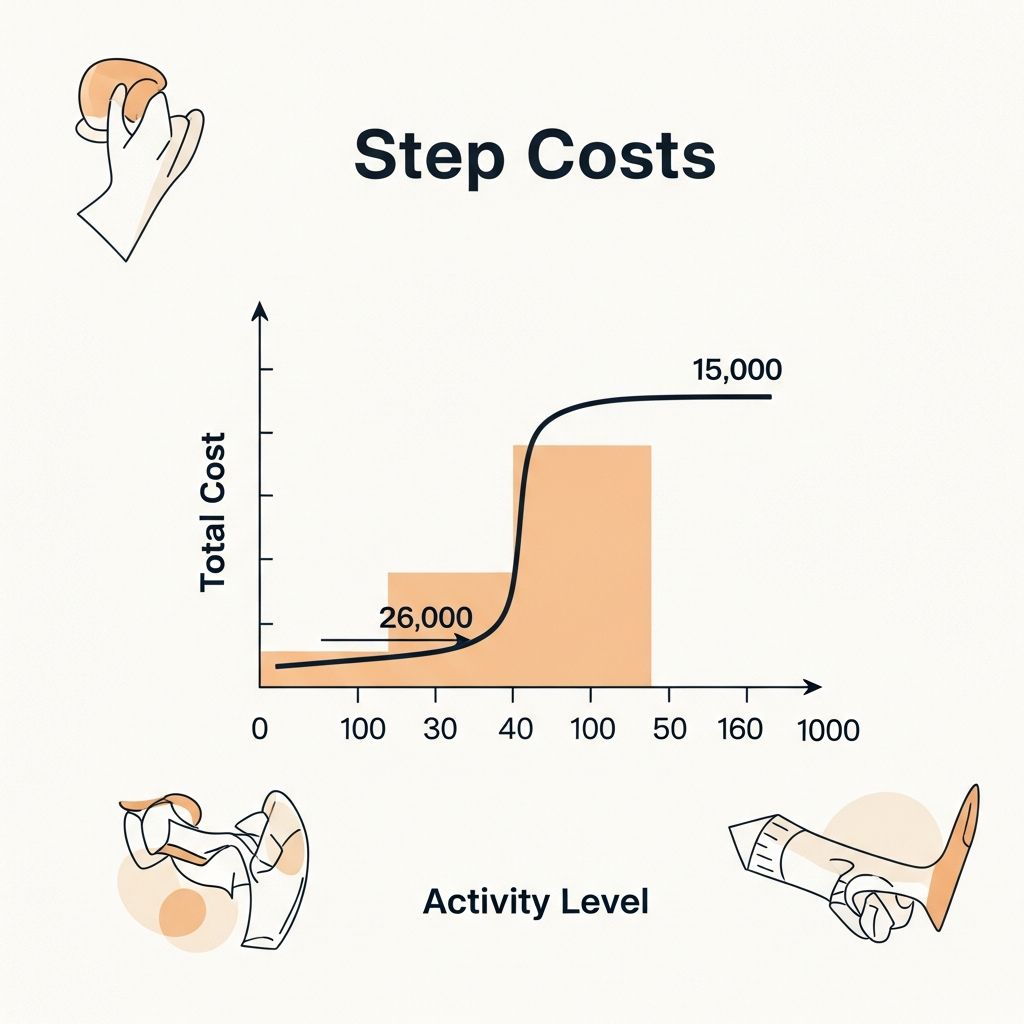 Understanding step costs: How fixed expenses change at discrete activity levels in business operations.