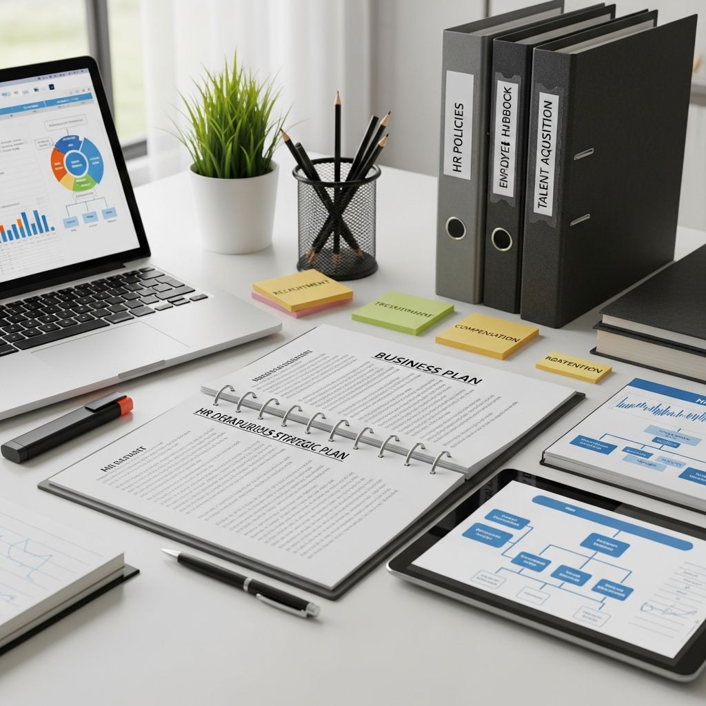 Create a comprehensive HR business plan with strategic goals, budget forecasts, and operational frameworks.