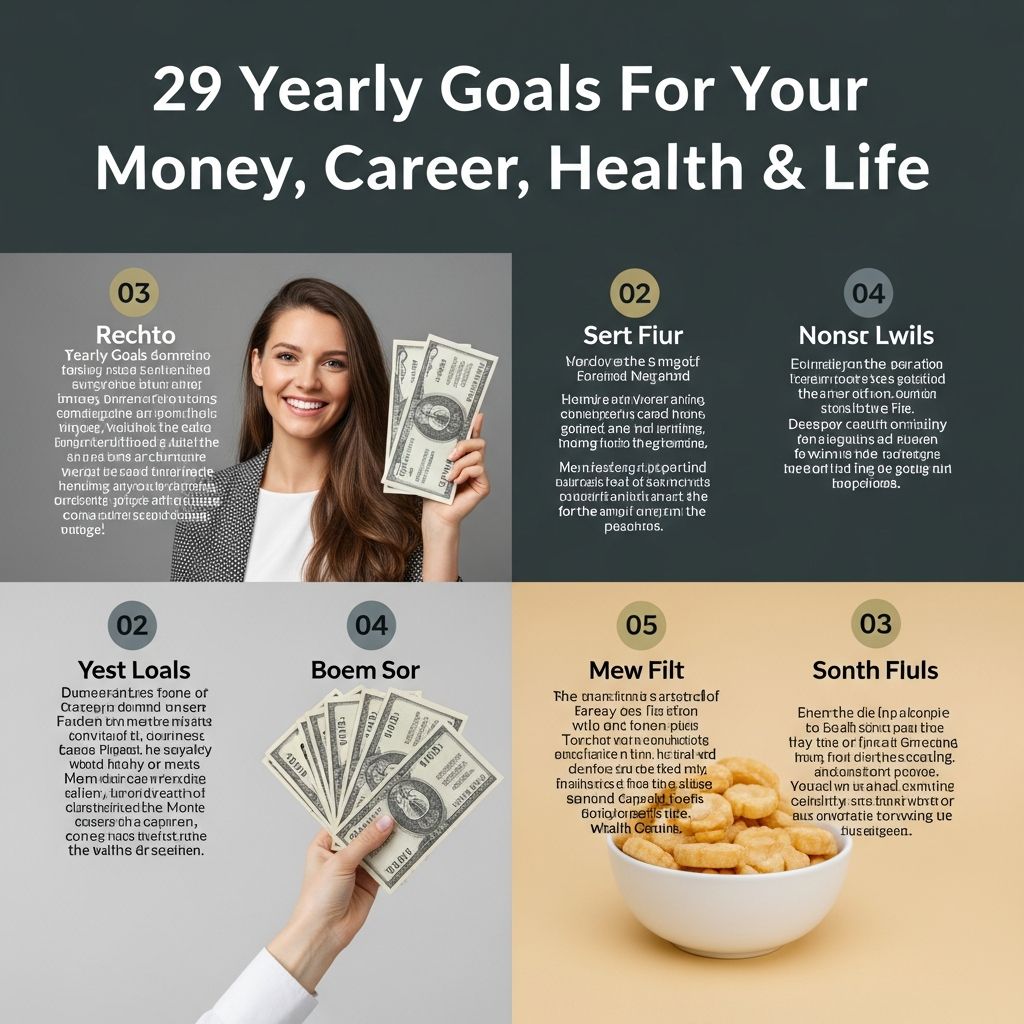 Design a meaningful year with 29 powerful yearly goals across money, career, health, relationships, and personal growth.