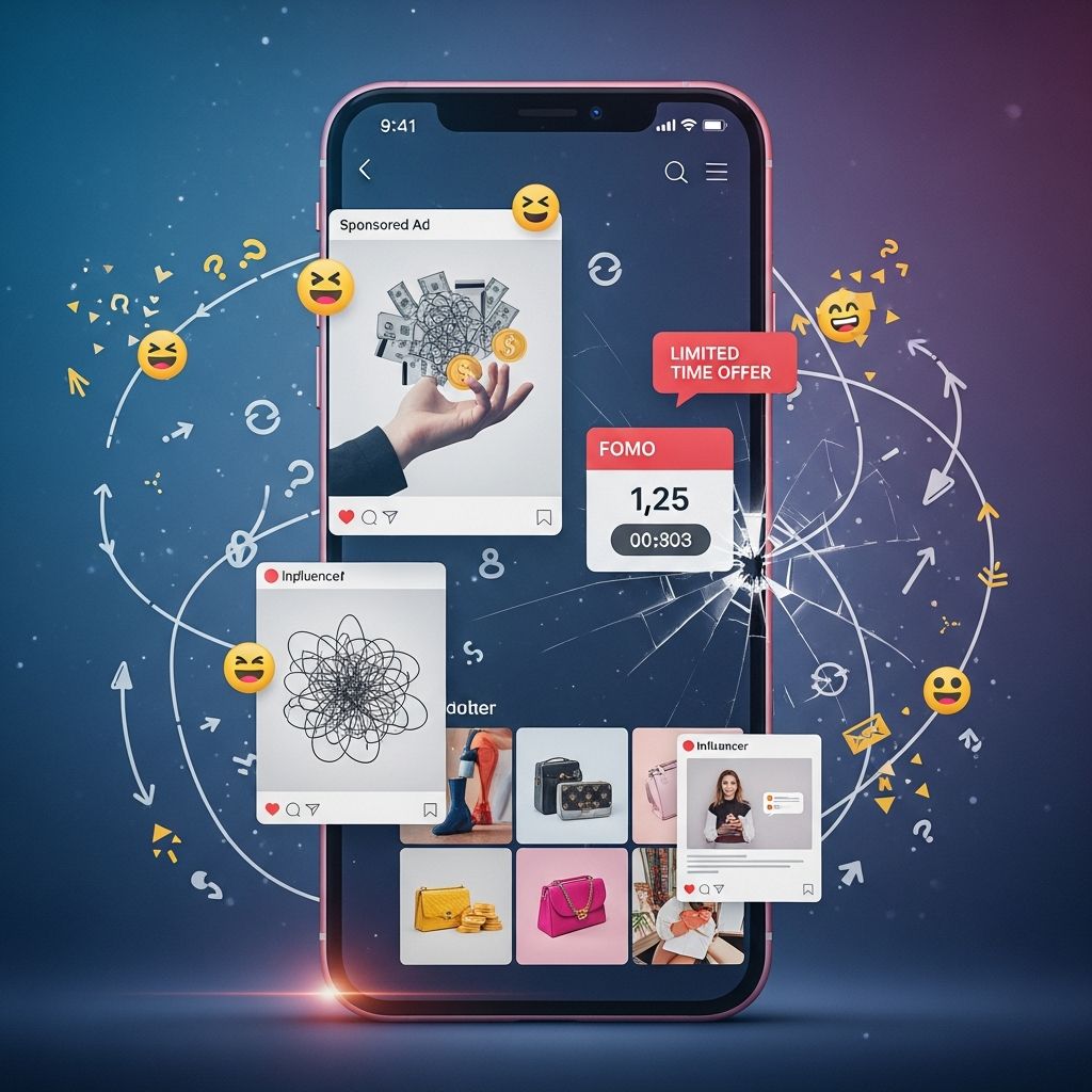 Discover how social media platforms manipulate your spending habits through impulse buys, influencers, FOMO, and more—learn to protect your wallet today.