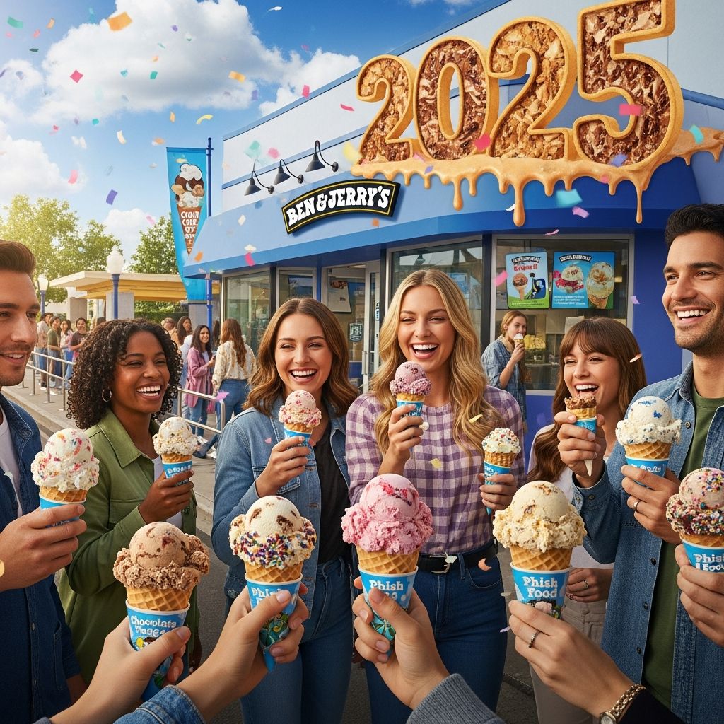 Score free ice cream scoops at Ben & Jerry's on Free Cone Day 2025 – your ultimate guide to locations, tips, history, and more.