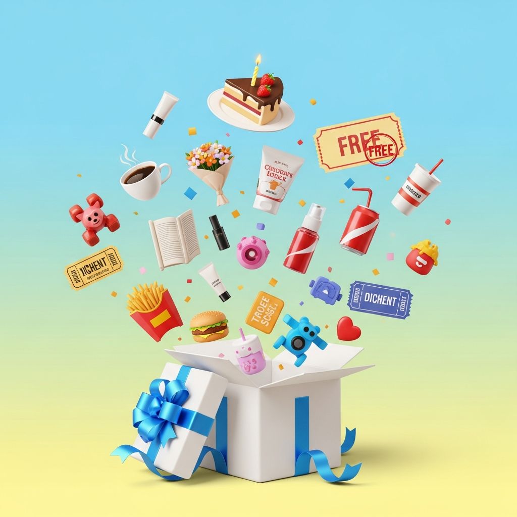 Score free food, drinks, desserts, and exclusive deals from over 100 popular brands just for your birthday – no spending required at many spots!
