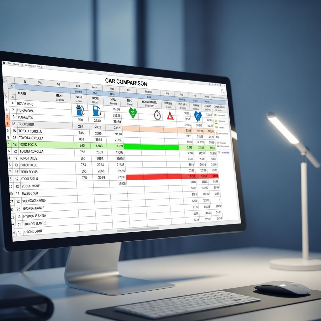 Download our free car comparison spreadsheet template to analyze new and used vehicles side-by-side and secure the best deal possible.