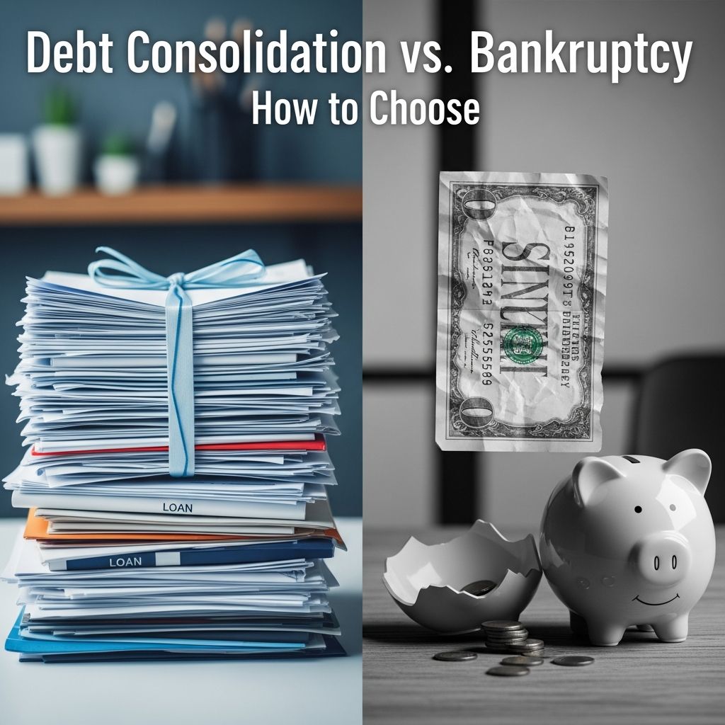 Compare debt consolidation and bankruptcy, how each works, their pros and cons, and how to decide which debt relief option fits your situation.