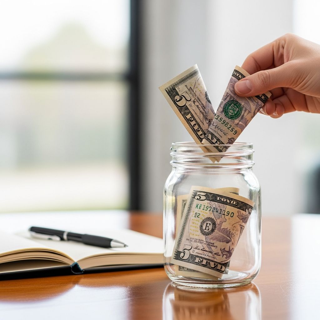 Save every $5 bill you receive as change to effortlessly build a substantial savings fund without complex budgeting or cutbacks.