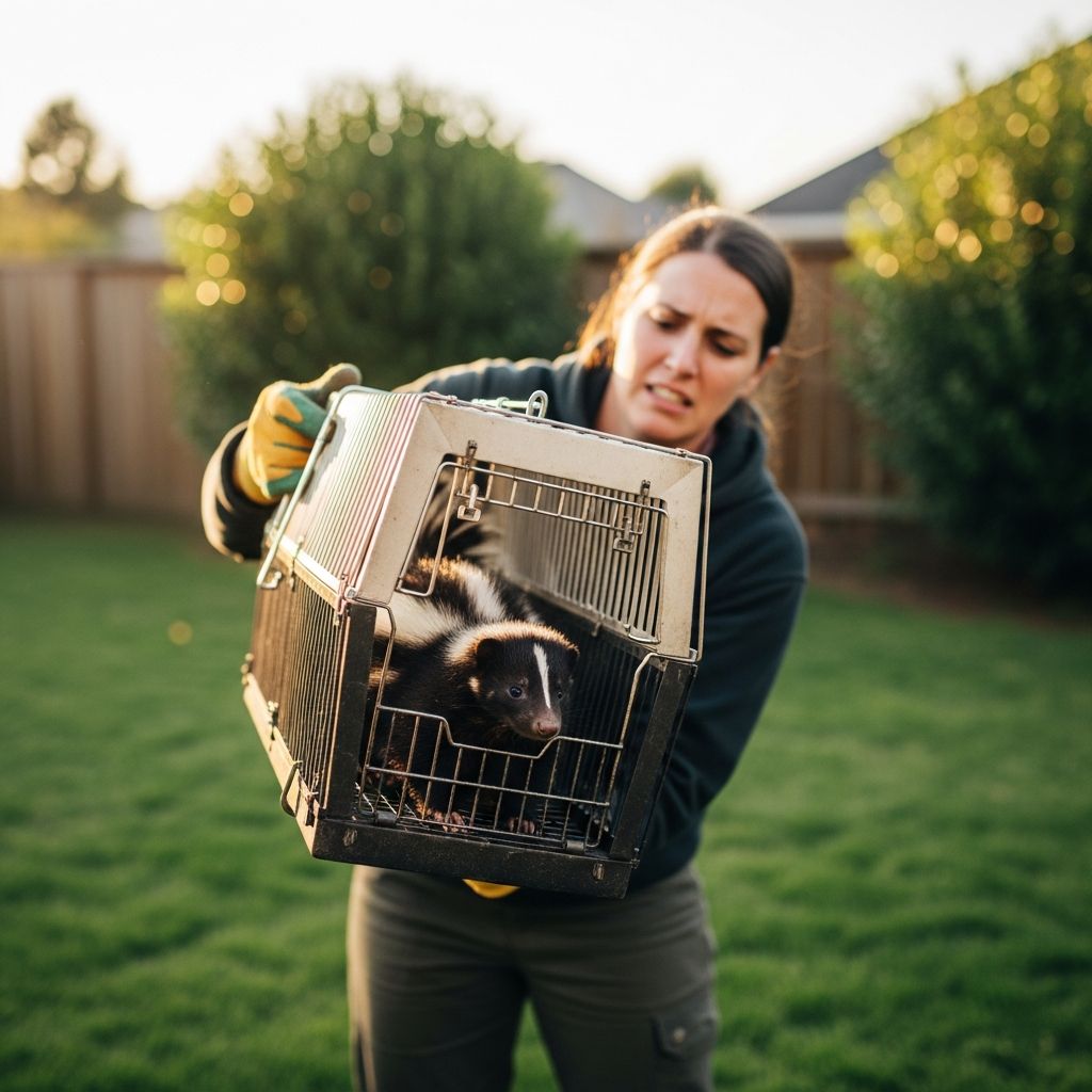 Safe, humane strategies to evict skunks from your property and neutralize their stench without drama or danger.
