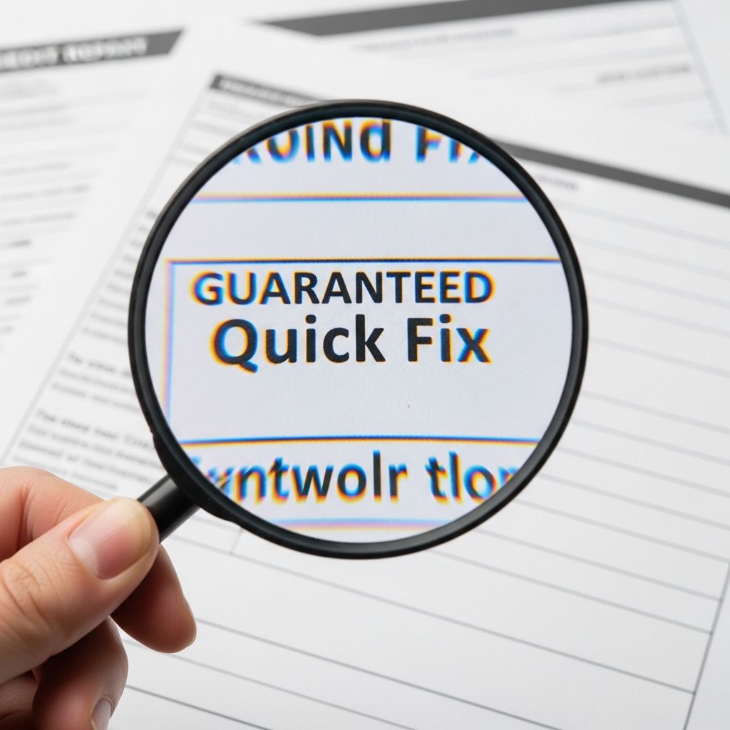 Protect your money and credit by learning the top warning signs of fraudulent credit repair services promising quick fixes.