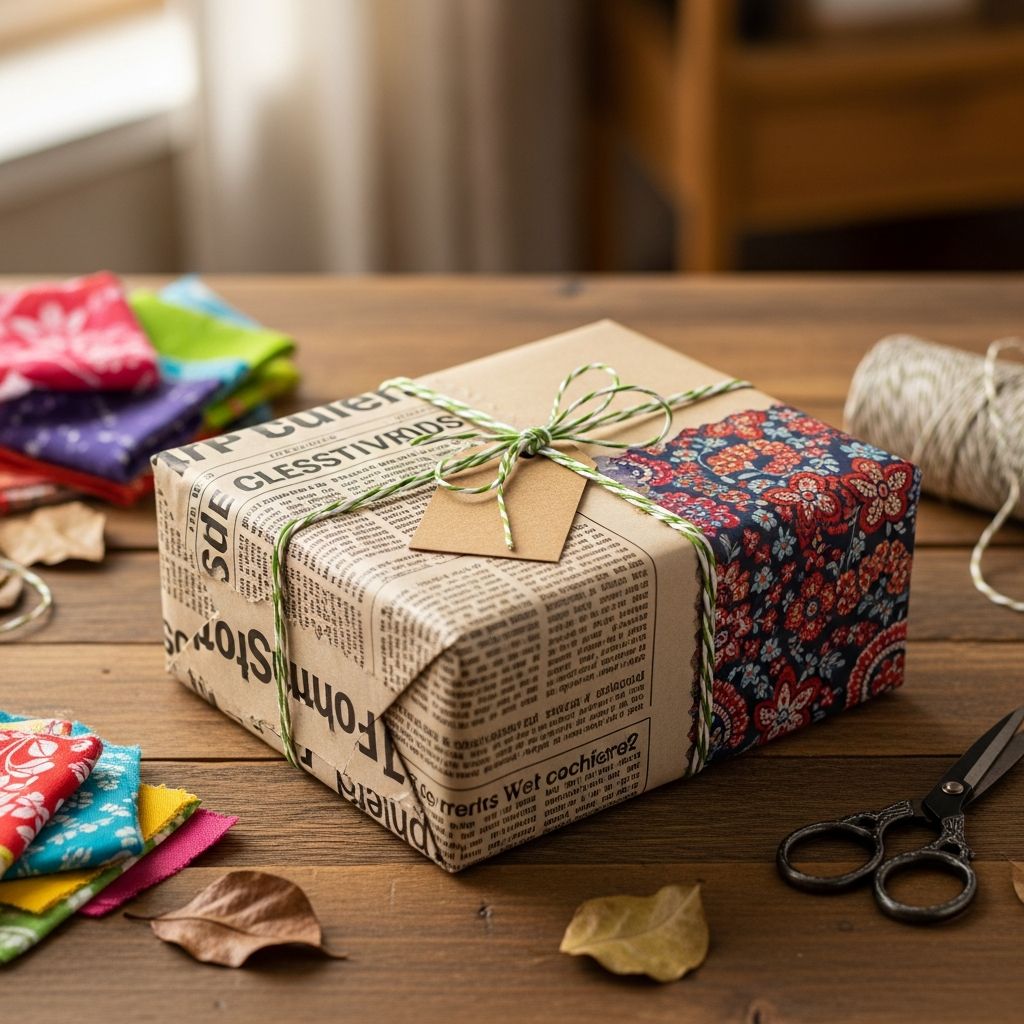 Transform household scraps into stunning, eco-friendly gift wraps that dazzle without spending a dime on new paper.