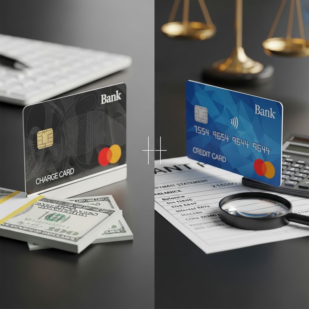 Discover how charge cards and credit cards differ in payments, limits, fees, and rewards to choose the best option for your financial needs.