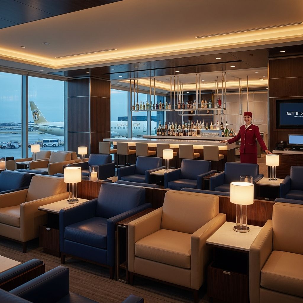 Discover luxury at JFK's Sapphire Lounge by The Club, partnered with Etihad Airways for elite travelers seeking premium comfort.