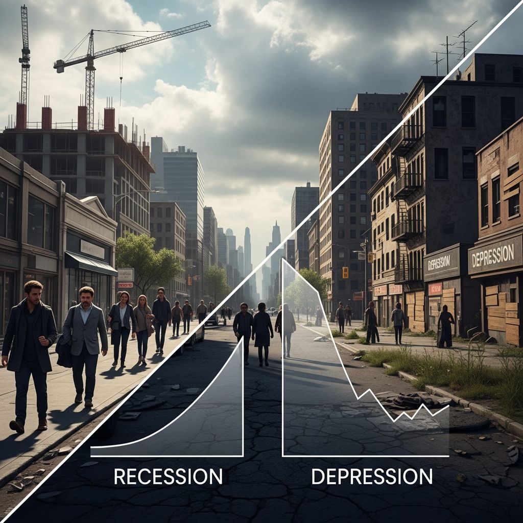 Understand the stark contrasts between recessions and depressions, from GDP drops to unemployment spikes, with historical insights.