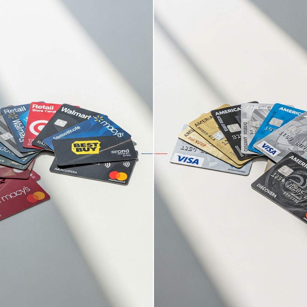 Understand the key differences between retailer-specific and universal credit options