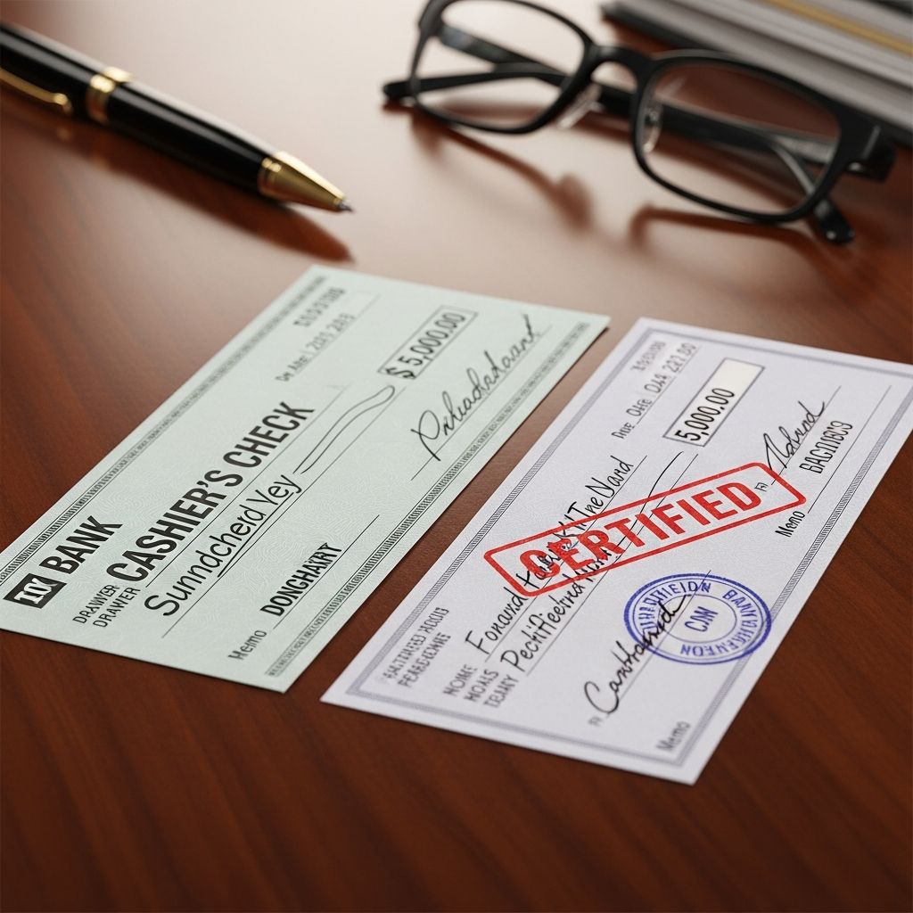 Discover key differences between cashier's and certified checks to choose the safest payment option for major transactions like home purchases or vehicle sales.