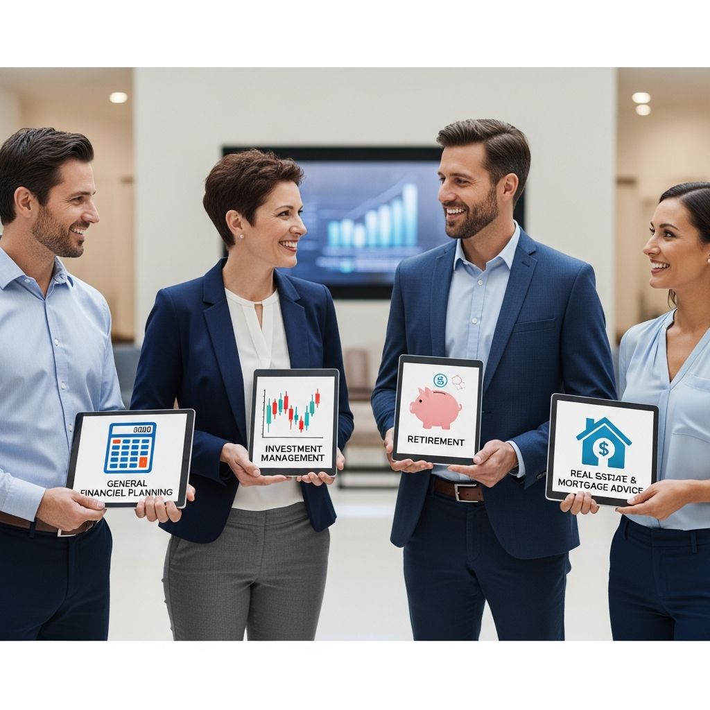 Explore diverse financial advisory roles tailored to specific client needs and expertise areas.