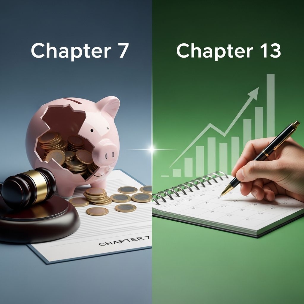 Discover the key differences between Chapter 7 liquidation and Chapter 13 reorganization to choose the right bankruptcy path for your financial recovery.